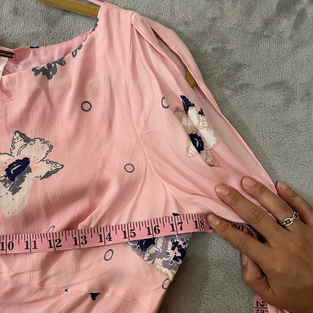NWOT free people pink floral mini long sleeve dress - Picture 10 of 13